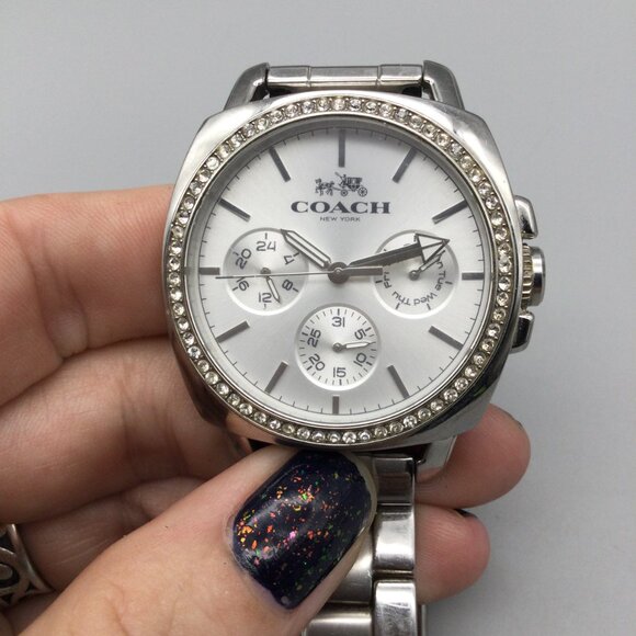 Coach Boyfriend Watch Women 40mm Stainless Multifunction New Battery 6.75" - Picture 8 of 13